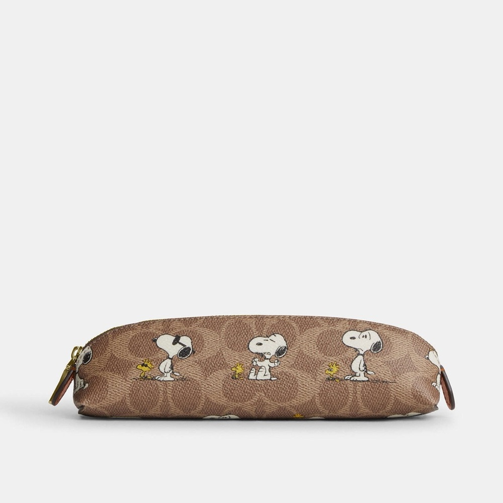 NWT Coach X Peanuts Pencil Case In Signature Canvas With Snoopy Print CBT17